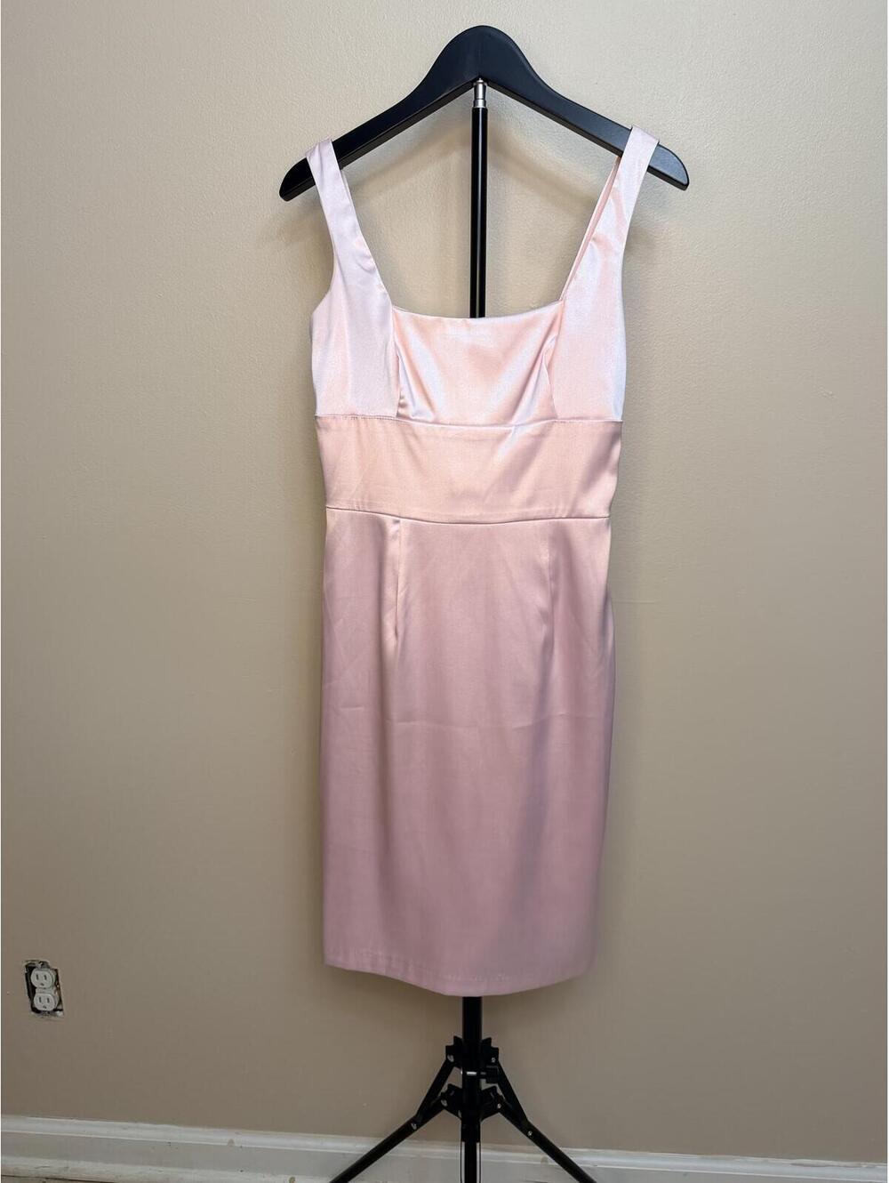 B. Darlin Pink Satin Dress Women’s Y2K Bow Back Party Dress Size 3/4